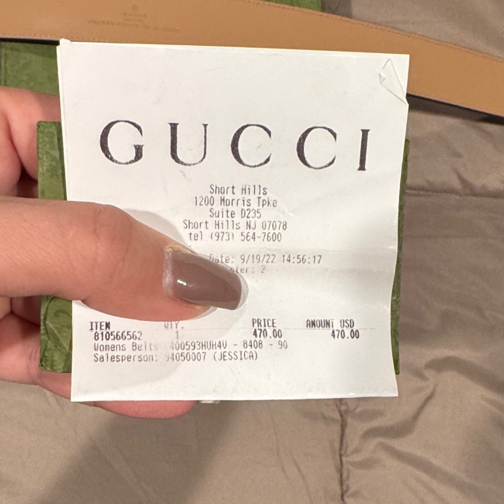 Gucci Beige and Brown GG Monogram Belt - Picture 3 of 5